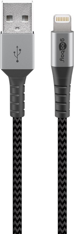 USB 2.0 - Lightning kaabel 2.0m, metallist pistik, Apple MFI sertifikaadiga, tekstiilist kattega