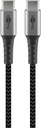 USB-C kaabel 2.0m, metallist pistik, tekstiilist