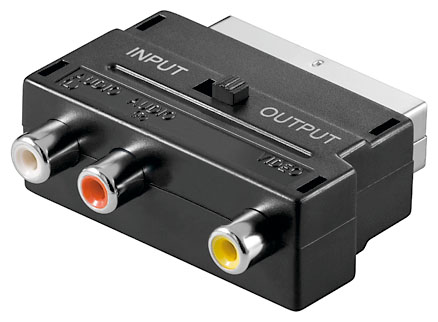 [50122] Adapter SCART plug - 3xRCA jack, IN/OUT switch