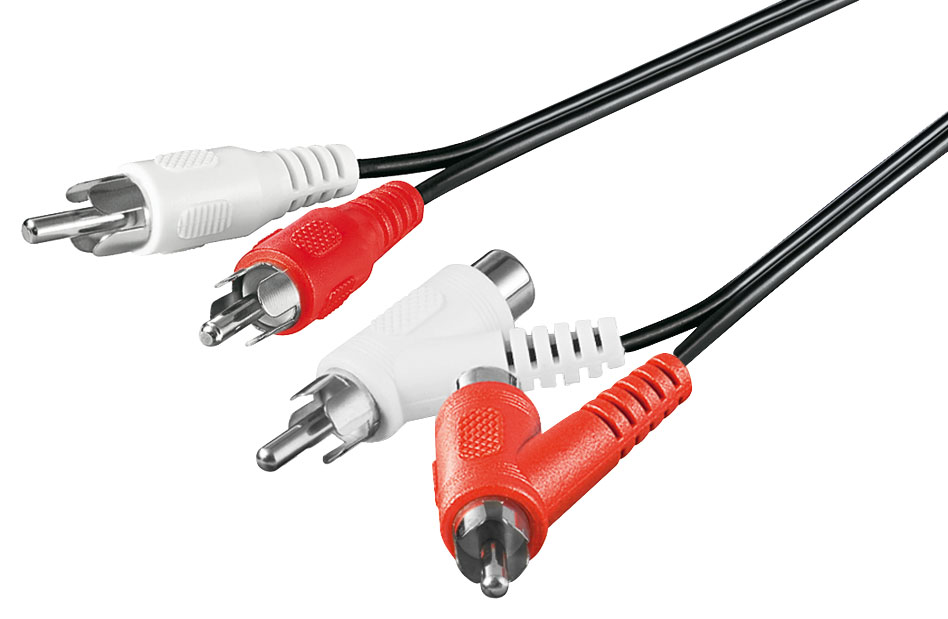 2xRCA pikenduskaabel 1.5m, RCA läbipääsuga, must