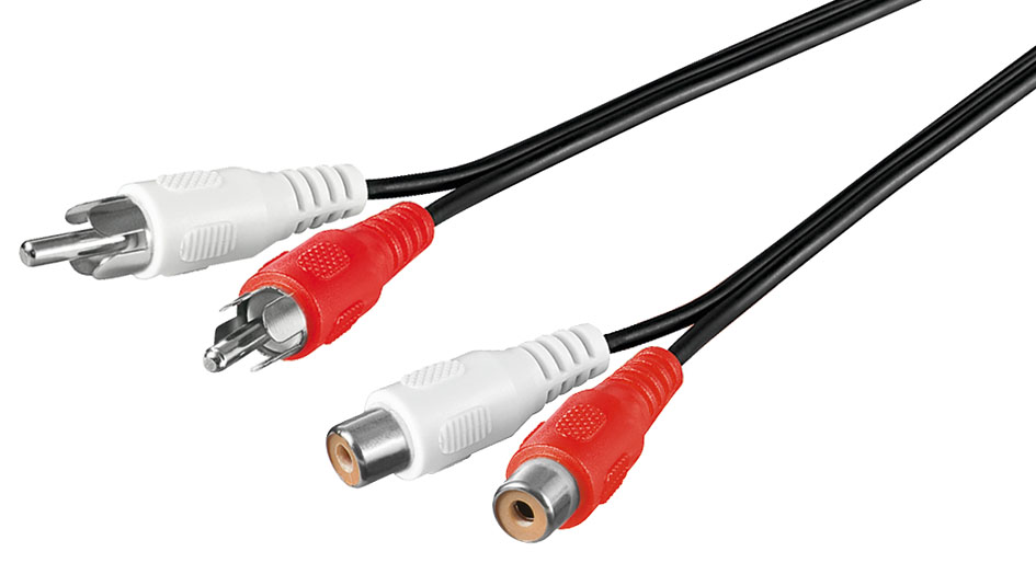 2xRCA pikenduskaabel 10.0m, must