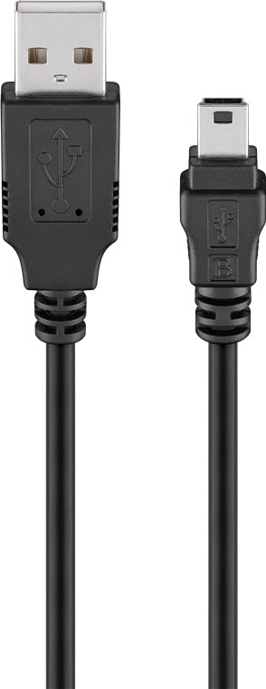 USB 2.0 kaabel A - Mini B 3.0m, must