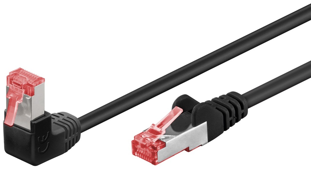 Võrgukaabel Cat6 S/FTP 5.0m, must, (1x90° nurgaga üles), CU