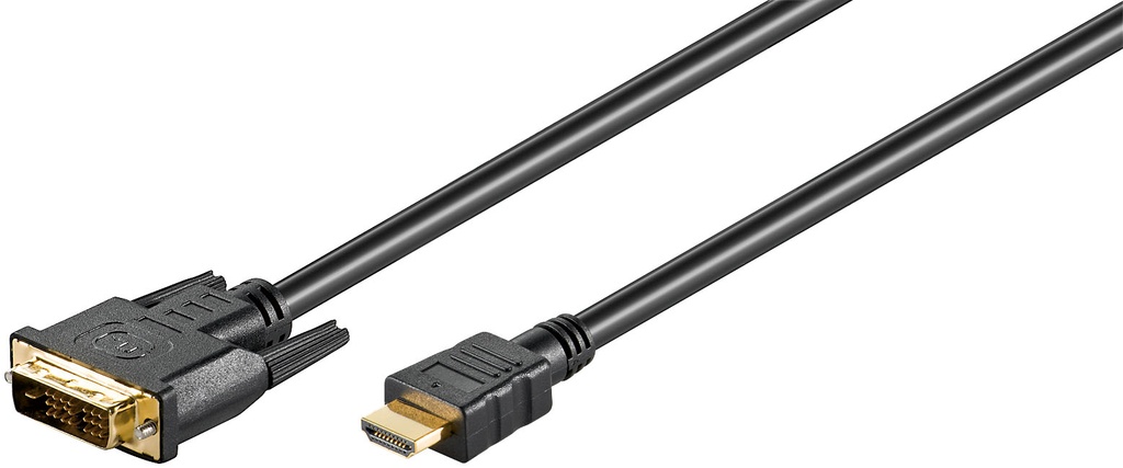 HDMI - DVI-D Single Link cable 1.0m, gold-plated, 1080p (signals in both directions)