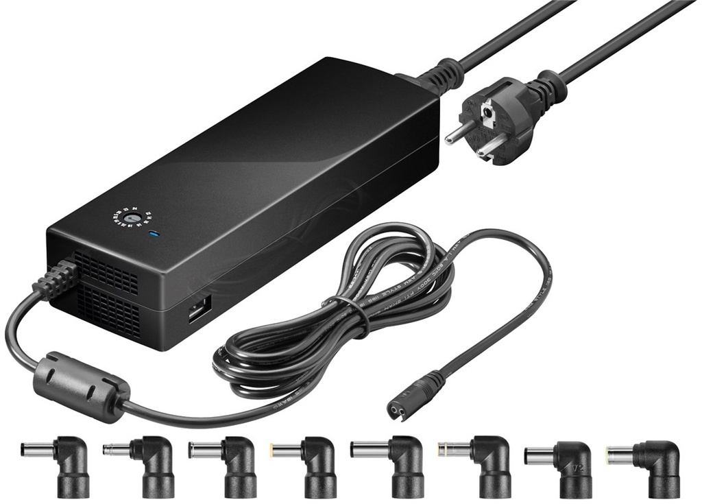 Universaalne toiteplokk, 12-24V, 8.5A, USB + 8DC adapterit, 134,5W, Must