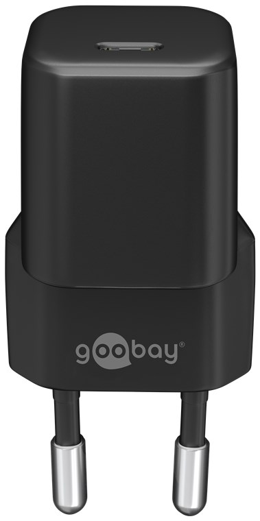 USB laadija 1 x USB-C PD, 100 - 240V > 5V, 3A, 30W, nano, GaN, kiirlaadija, must