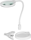 LED Magnifying Lamp with Base and Clamp, 6 W, 480 lm, 100 mm glass lens, 1.75x magnification, white