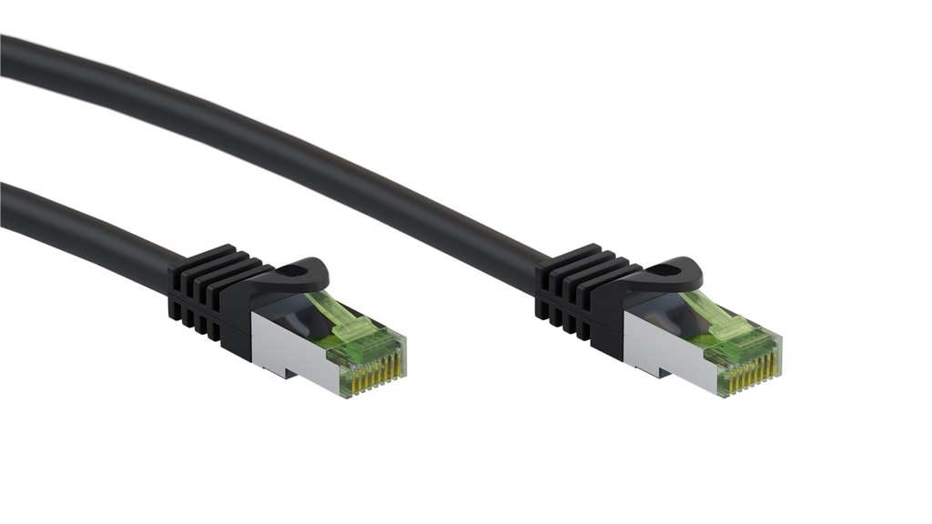 Võrgukaabel Cat8.1 S/FTP 0.25m, must, LSZH halogeenivaba, CU, GHMT-sertifikaat