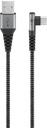 USB-C kaabel C - A 1.0m, metallist pistik, tekstiilist, 90°