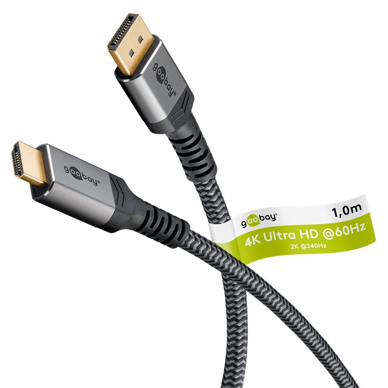 DisplayPort - HDMI kaabel 5.0m, 10K 10240x4320@30Hz, tekstiilist kattega (sign suund DP > HDMI, passive)