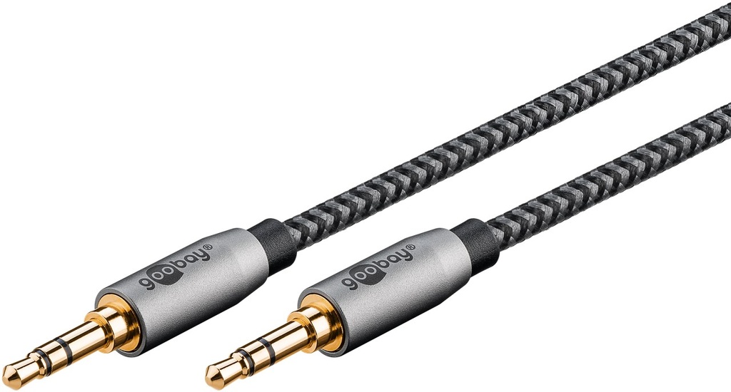 3.5mm audio connection cable 5.0m, male (3-pin, stereo) > 3.5 mm male (3-pin, stereo), gold-plated, textile sheath