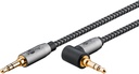 3.5mm audio connection cable 3.0m, 1x90°, male (3-pin, stereo) > 3.5 mm male (3-pin, stereo), gold-plated, textile sheath