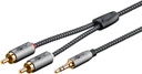 3.5mm - 2xRCA kaabel 0.5m, tekstiilist kattega