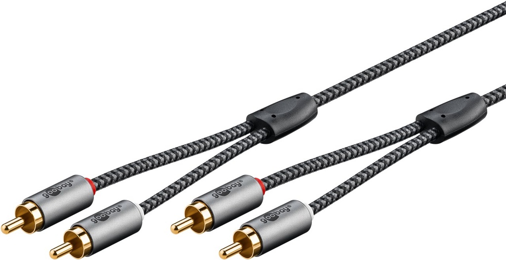 2xRCA kaabel 3.0m, tekstiilist kattega