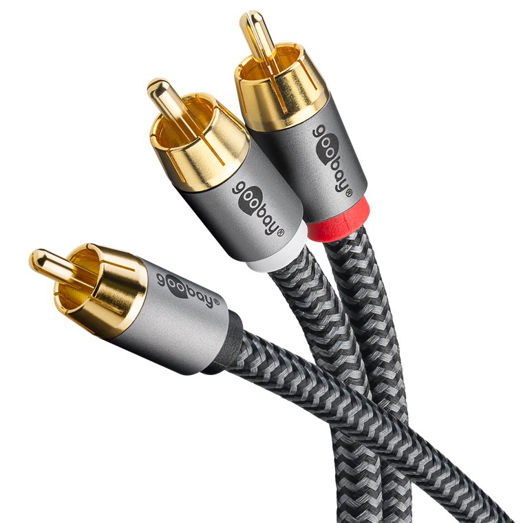 RCA Y-kaabel 3.0m, hall, tekstiilist kattega