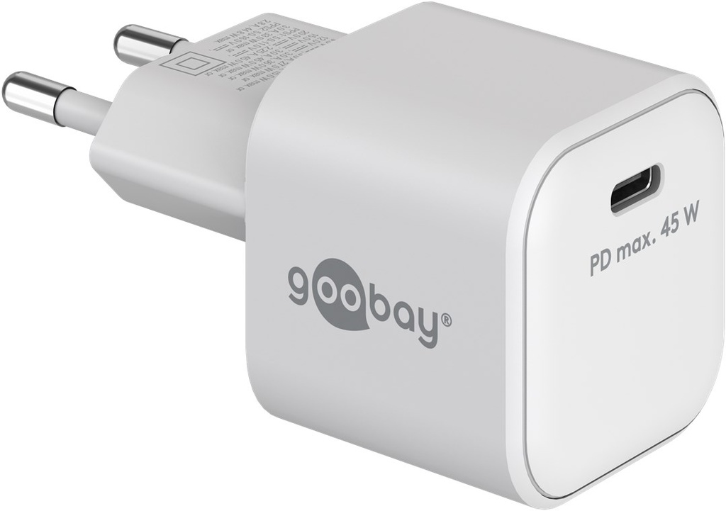 [65332] USB laadija 1 x USB-C PD, 100 - 240V > 5V, 3A, 45W, kiirlaadija, valge