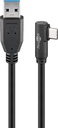 USB-C to USB A 3.0 cable, 1.5m, 90°, black