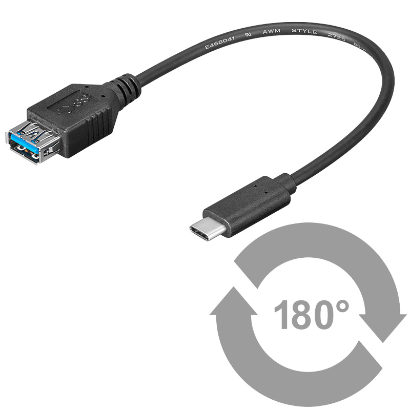 Üleminek USB-C - USB 3.0 A 0.2m, OTG (Gen1-5Gbs)
