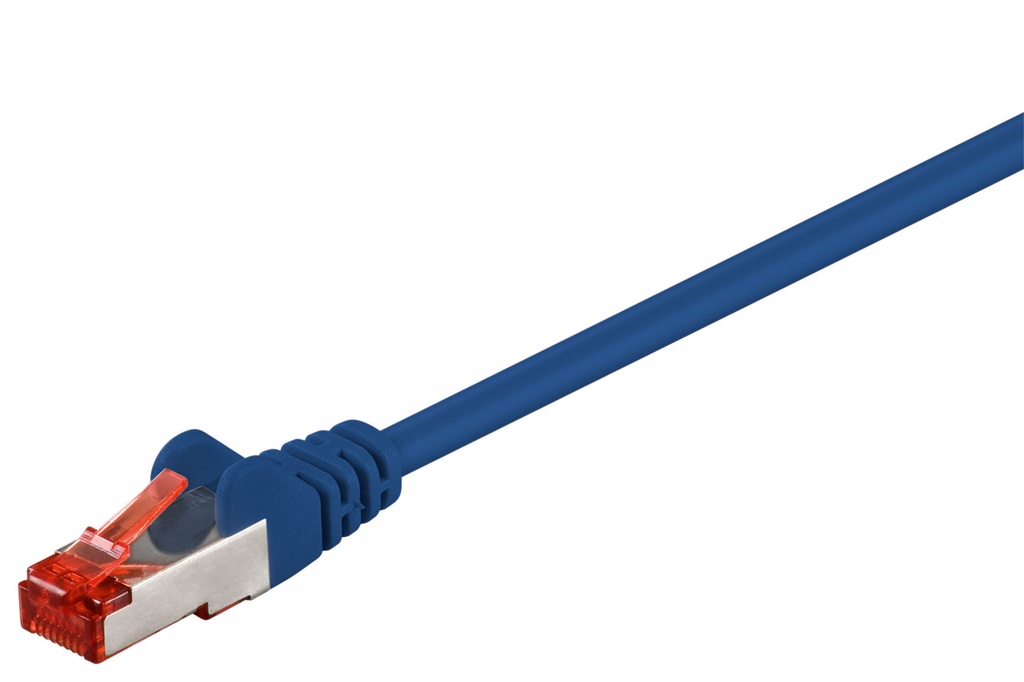 Cat6 Network cable, LS0H, S/FTP 2x shielded: PIMF + braid shield 2xRJ45 plug blue 0.5m