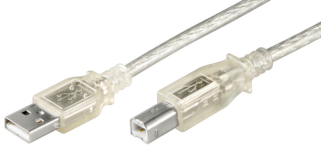 USB 2.0 kaabel A - B 1.0m, läbipaistev