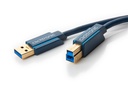 USB 3.0 kaabel A - B 1.8m, kullatud, OFC, topeltvarjega, tumesinine