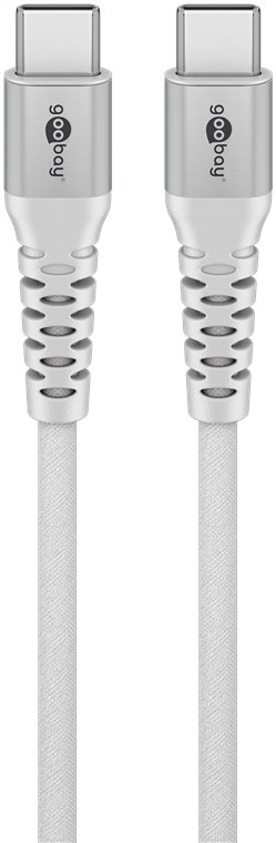 [70193] USB-C Supersoft Textile Cable with Metal Plugs, 1.0 m, white
