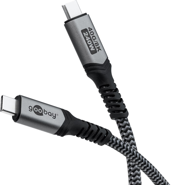 [74213] USB-C™ Cable with Textile Sheath, USB4™, 240 W, 40 Gbit/s, Power Delivery, 1.8 m