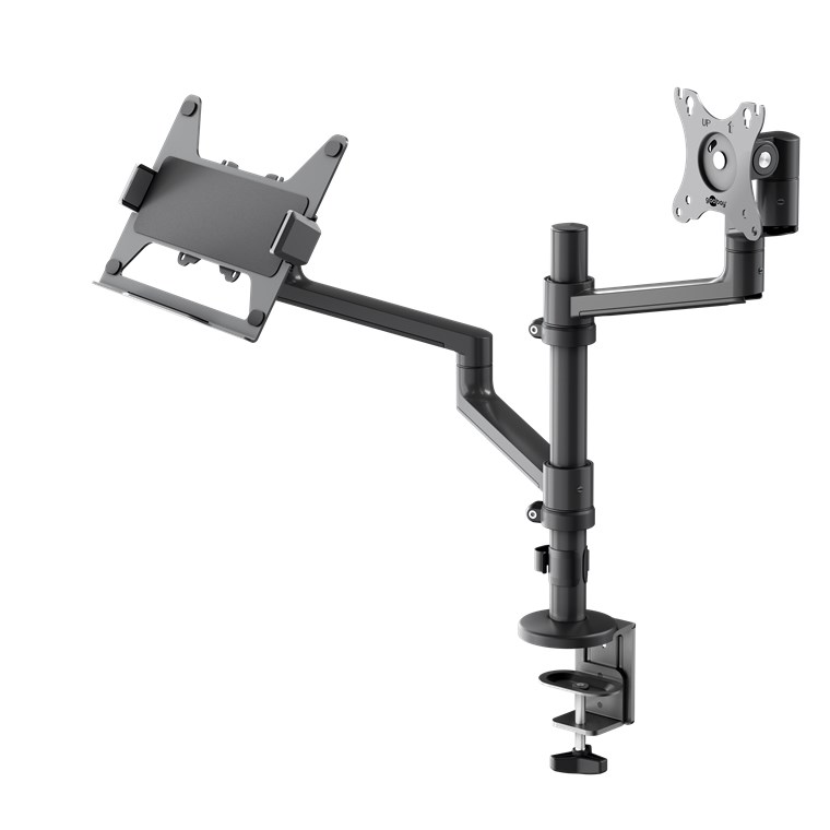 Monitori ja sülearvuti lauakinnitus, klambriga, 13"-32" kuni 8kg, sülearvuti max. 4.5kg, must