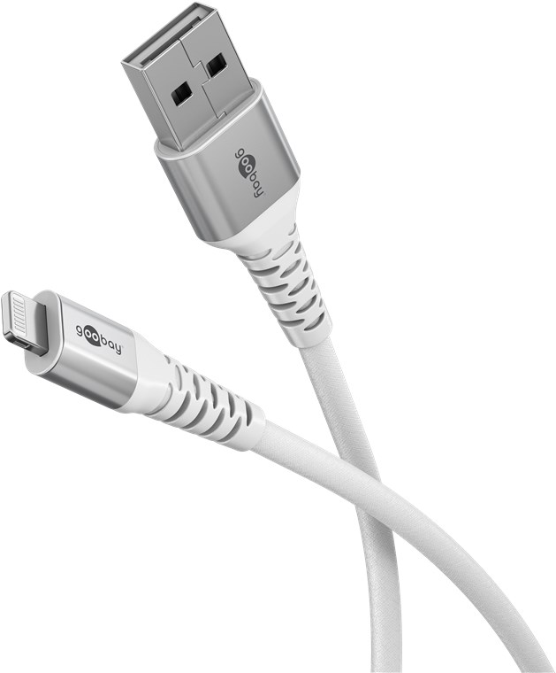 [74512] Lightning USB-A Supersoft Textile Cable with Metal Plugs, 2 m, white