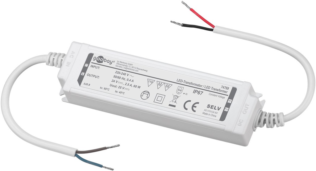 [74769] Toiteplokk LED 60W, 24VDC, 60 W, 2.5A, IP67