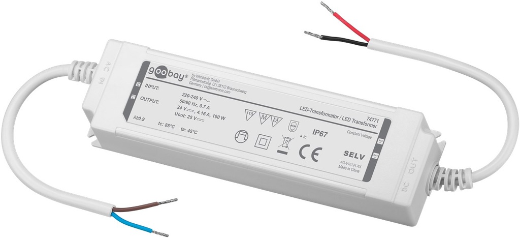 [74771] LED Transformer 24 V (DC) (DC), 100 W, IP67