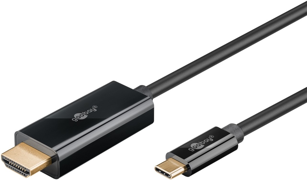 USB-C - HDMI adapterkaabel 3.0m, 4K@60Hz, must