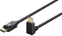 DisplayPort kaabel 1.0m, 2.1, 8K 7680x4320@144Hz DSC, 54 Gbit/s, nurgaga üles, must