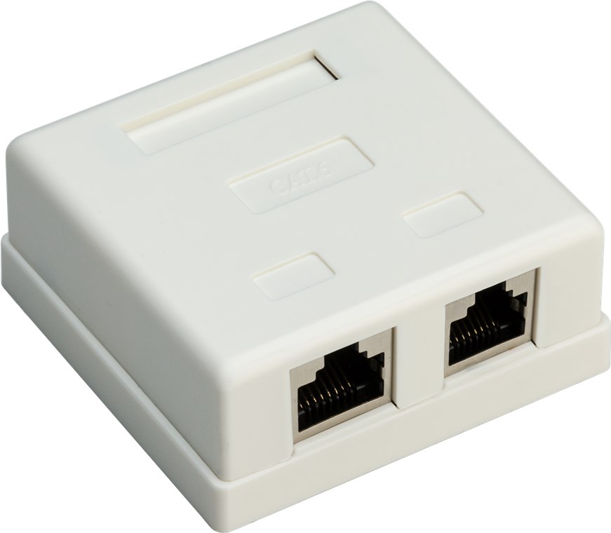 Seinakarp 2-le RJ45 Cat6 STP pesale, valge, pinnapealne