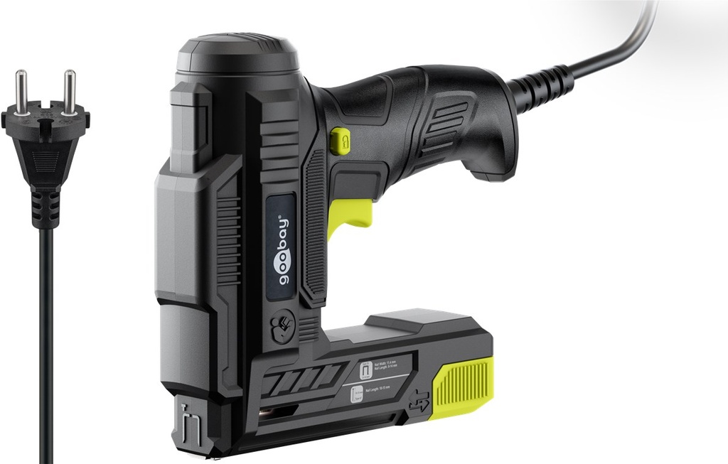 Klambripüstol 2-in-1, juhtmega 2.0m, 400 klambrit + 100 naela