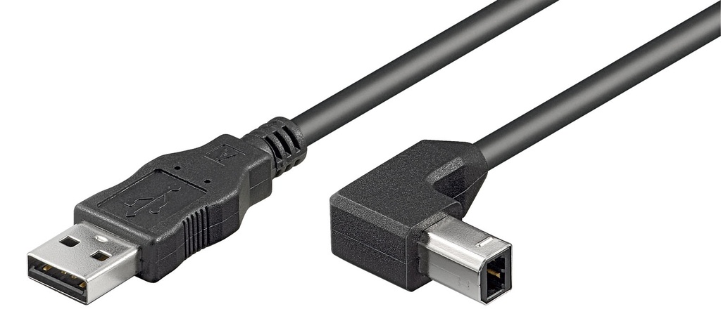 [93016] USB 2.0 kaabel A - B nurgaga 0.5m, must