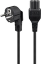 220V Toitekaabel 2.0m, 10A, must, CEE 7/7 pistik nurgaga - C15