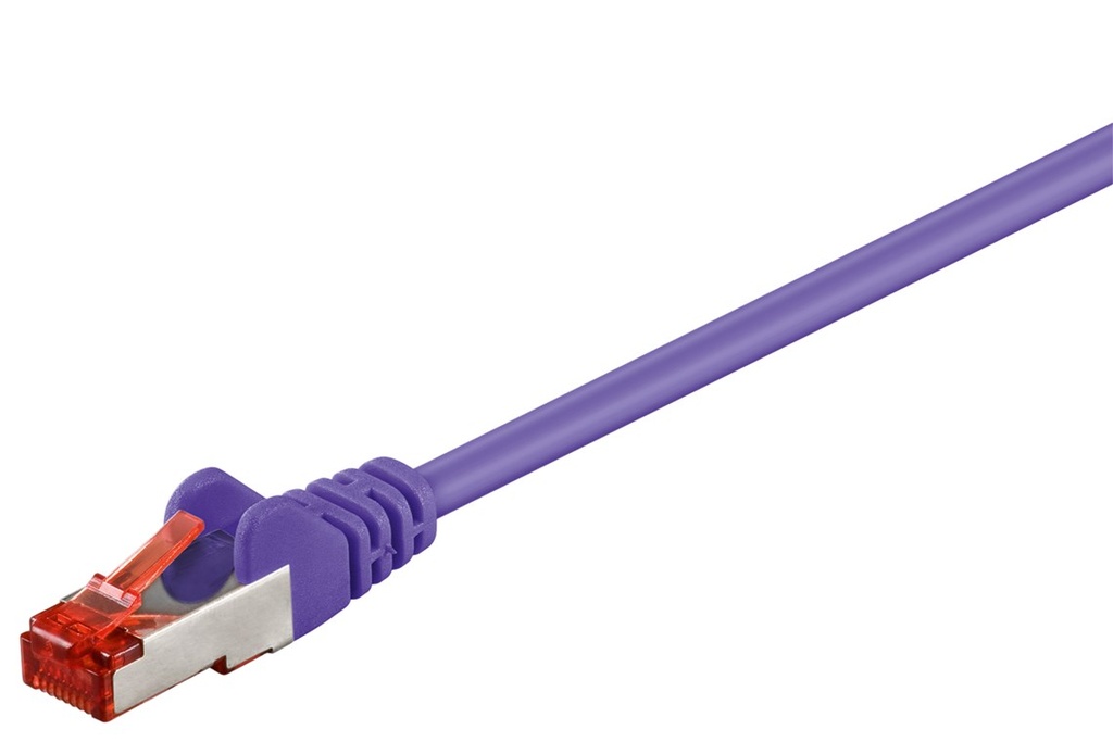 Cat6 Network cable, LS0H, S/FTP 2x shielded: PIMF + braid shield 2xRJ45 plug violet 50m