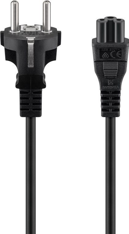 220V Toitekaabel 1.8m, must, CEE 7/7 - C5