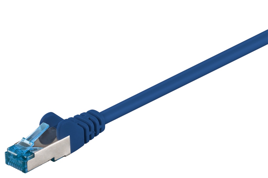 Cat6a Network cable, LS0H S/FTP 2x shielded: PIMF + braid shield 2xRJ45 plug blue 7.5m