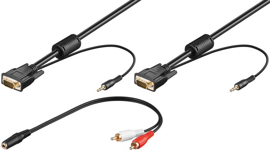[93969] VGA + Audio 3.5mm kaabel 3.0m (kaasas üleminek 2xRCA-le)