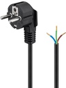 220V Toitekaabel 1.5m, must, CEE 7/7 - lahtise otsaga
