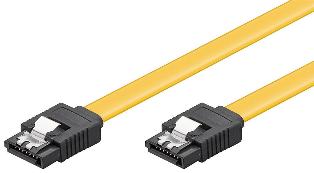 SATA kaabel (SATA 1.5GBs / 3GBs / 6GBs) 0.2m, kollane, lukustiga