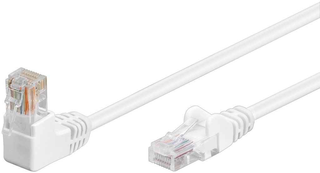 Võrgukaabel Cat5e UTP 2.0m, valge, (1x90° nurgaga üles), CCA