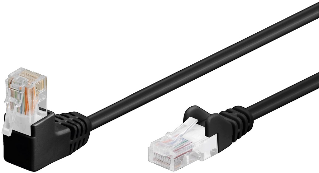 Võrgukaabel Cat5e UTP 2.0m, must, (1x90° nurgaga üles), CCA