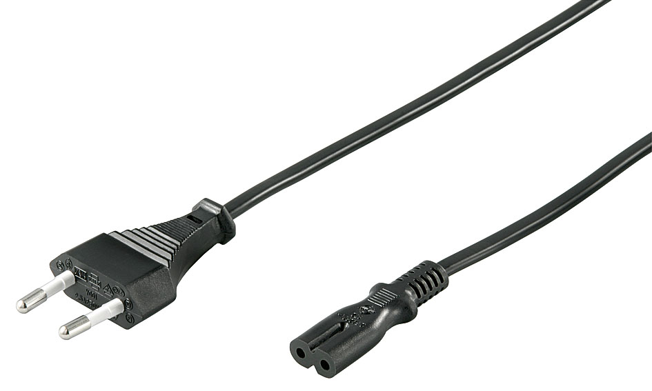 220V Toitekaabel 3.0m, must, maanduseta CEE 7/16 - C7