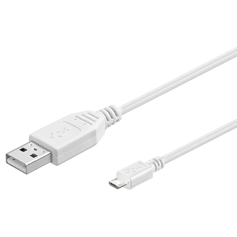 [95143] USB 2.0 kaabel A - Micro B 1.8m, valge