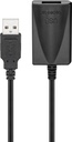 USB 2.0 pikenduskaabel A - A 5.0m, must, kullatud, võimendiga