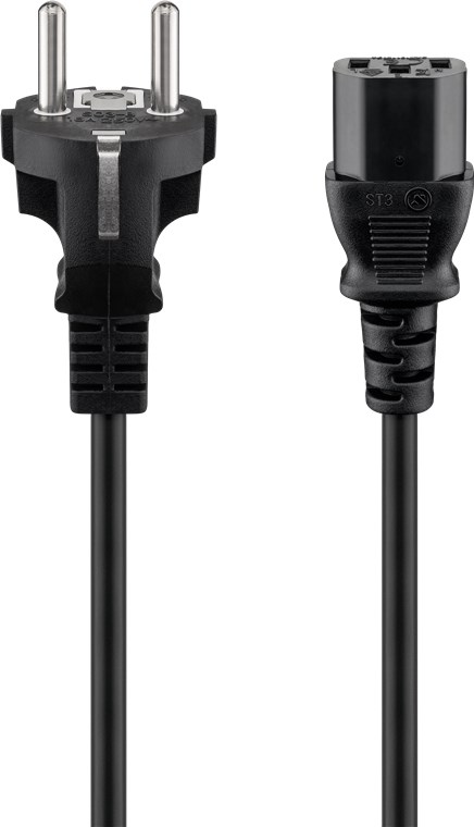 220V Toitekaabel 3.0m, must, CEE 7/7 - C13