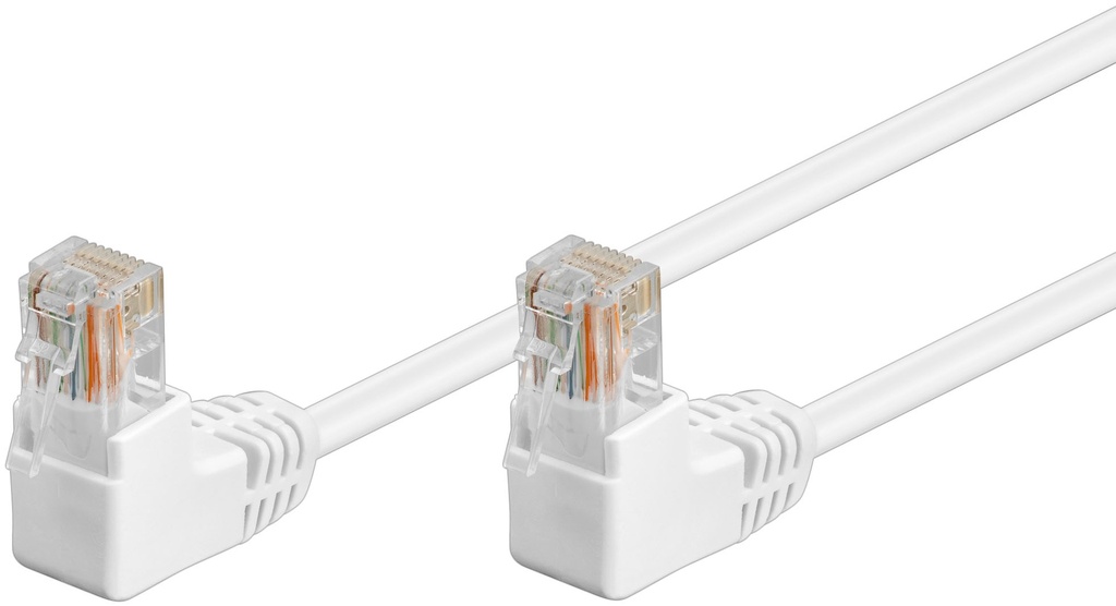 Võrgukaabel Cat5e UTP 2.0m, valge, (2x90° nurgaga üles), CCA